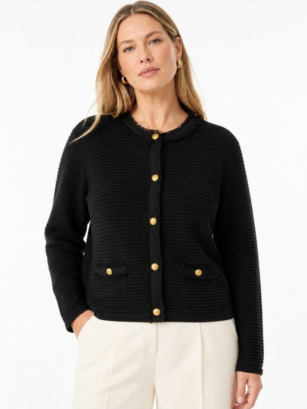 J.Crew NWT Womens Emilie Sweater Lady Jacket Black Knit Cardigan Cotton Size 2XL